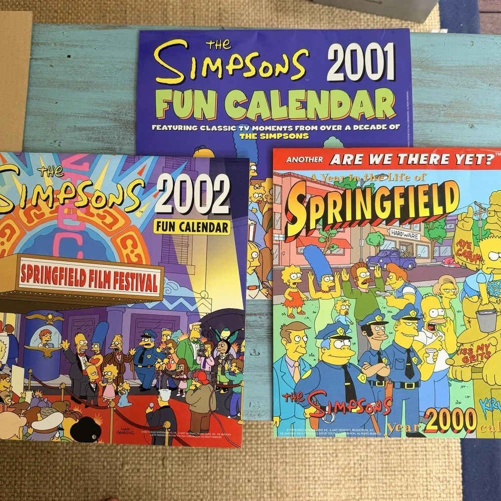 The Simpson's Vintage Calendar Lot 2000-2002 Matt Groening Bongo Fun Bart